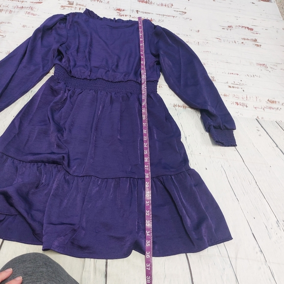 Lucky Brand Flowy cinched waist purple mini dress - Picture 3 of 6